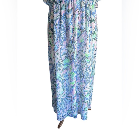 Lilly Pulitzer Zadie Maxi Dress Tails Of The Sea Purple Blue Green Size Large - Picture 12 of 13